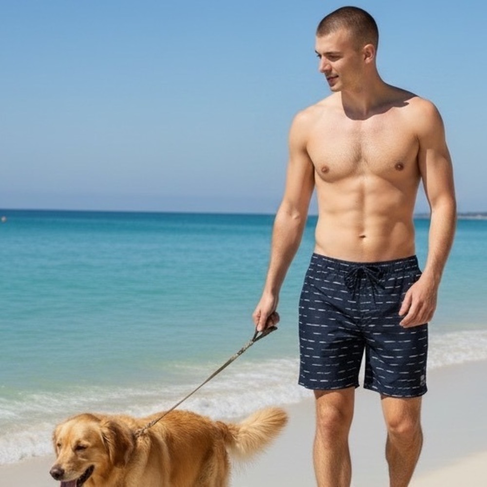 VRST Mens Black‎ Horizontal Stripe Board Shorts Swim Trunks Small 4.5 Inseam